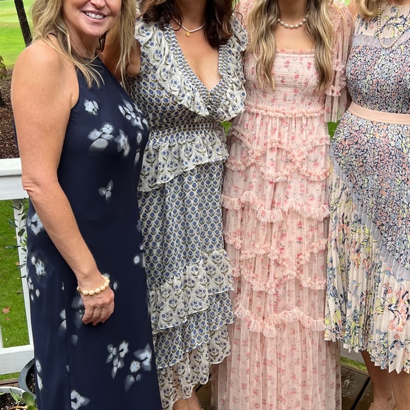 MISA Los Angeles Ruffled-Tiered Midi Dress  Ingrid dress Size M. Blue Floral - Picture 10 of 10